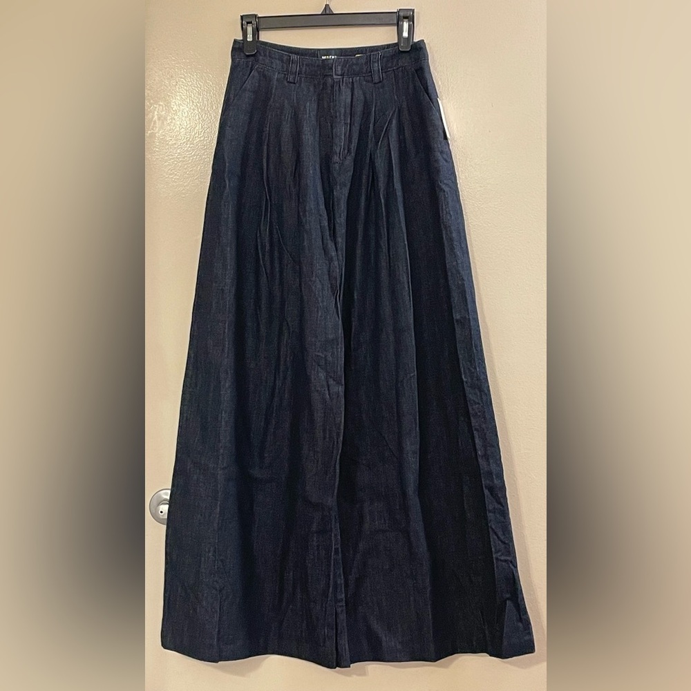 MAEVE by ANTHROPOLOGIE The Avery Pleated Wide Leg Denim Trousers - Picture 5 of 11